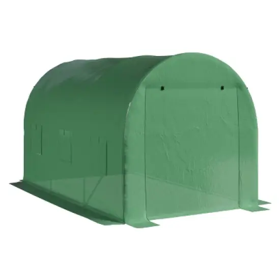 Walk In Greenhouse - 12ft x 7ft x 7ft Outdoor Green House with Vented Windows - Mesh-Reinforced Polyethylene Cover with Steel Frame by Home-Complete image {4}