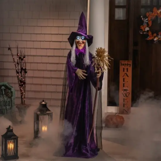 Northlight LED Lighted and Animated Witch Halloween Decoration - 5.5' image {1}