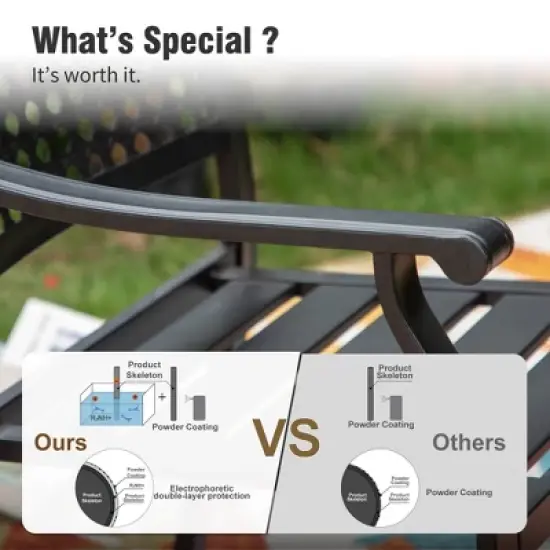 Captiva Designs 7pc Patio Dining Set with Geometric Pattern Rectangular Table & Metal Arm Chairs image {13}