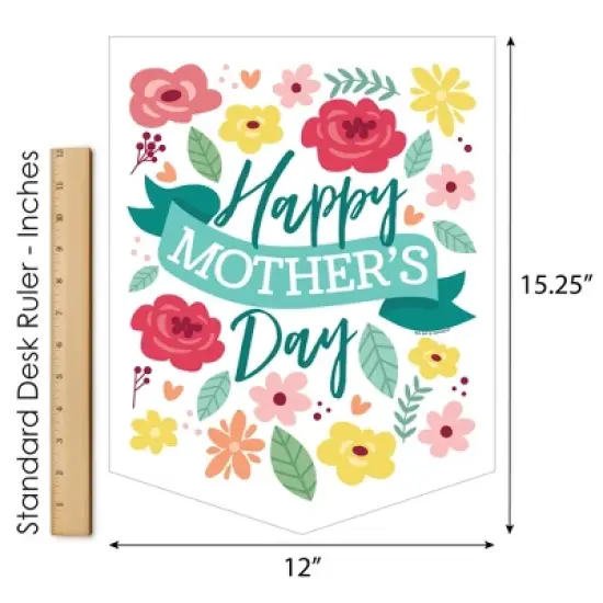 Big Dot of Happiness Colorful Floral Happy Mother's Day - Outdoor Home Decorations - Double-Sided We Love Mom Party Garden Flag - 12 x 15.25 inches image {4}