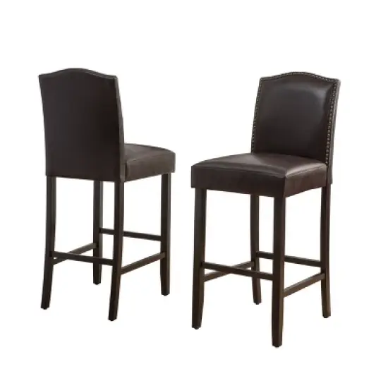 Set of 2 Darren Contemporary Upholstered Barstools with Nailhead Trim - Christopher Knight Home image {4}