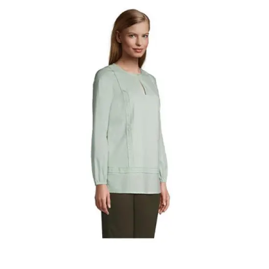 Lands' End Women's Cotton Long Sleeve Split Neck Tunic Top image {2}