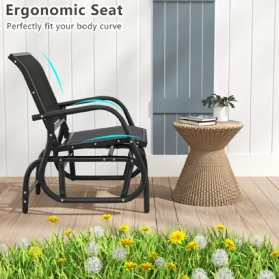 Tangkula Rocking Chair w/ Study Metal Frame Comfortable Single Glider Patio Chair image {6}