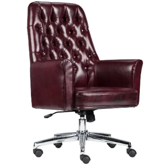Flash Furniture Mid-Back Traditional Tufted LeatherSoft Executive Swivel Office Chair with Arms image {11}