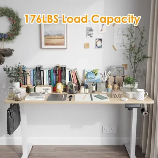 Lirago Brown Electric Standing Desk 55x24 Splice Board Carbon Steel Frame 170LB Capacity Height Adjustable image {5}