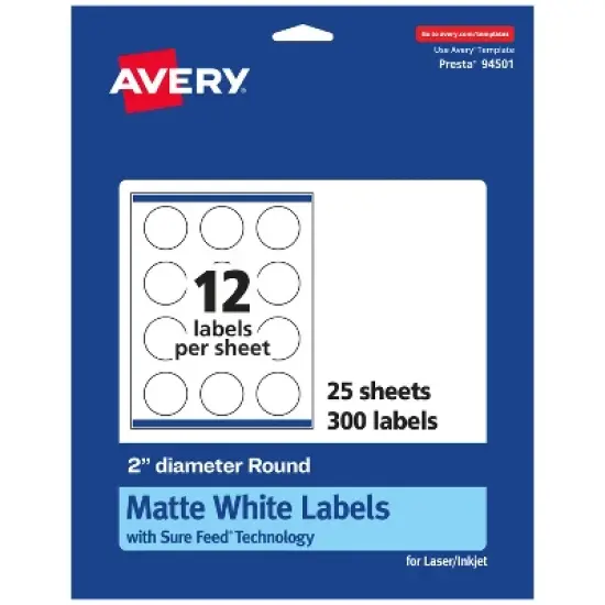 Avery Matte White Round Labels, 2" diameter image {8}