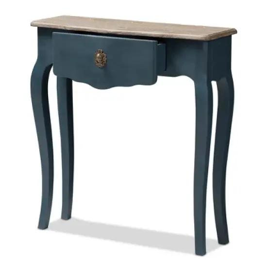 Mazarine Classic and Provincial Spruce Finished Console Table Blue - Baxton Studio image {1}