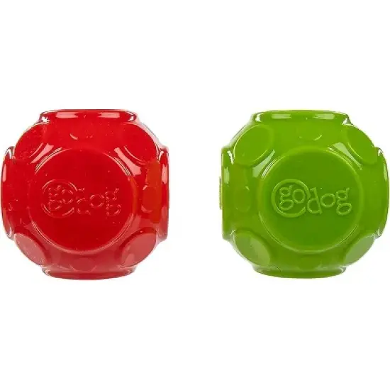 goDog (Set of 2 Holiday Collection Silent Squeak Ball Dog Toys, Ultrasonic Squeaker - Set of 2, Green & Red image {1}
