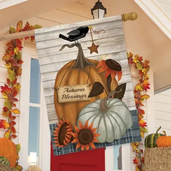 Rustic Autumn Blessings Fall House Flag 40" x 28" Briarwood Lane image {2}