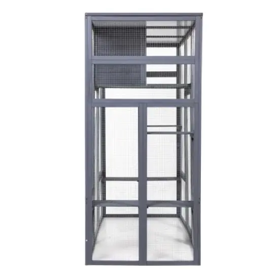 FURNIinspire Pet Crates and Houses,Catio Outdoor Cat Enclosure, Large Cage Cat House, Gray, 159"*82"*178" image {2}
