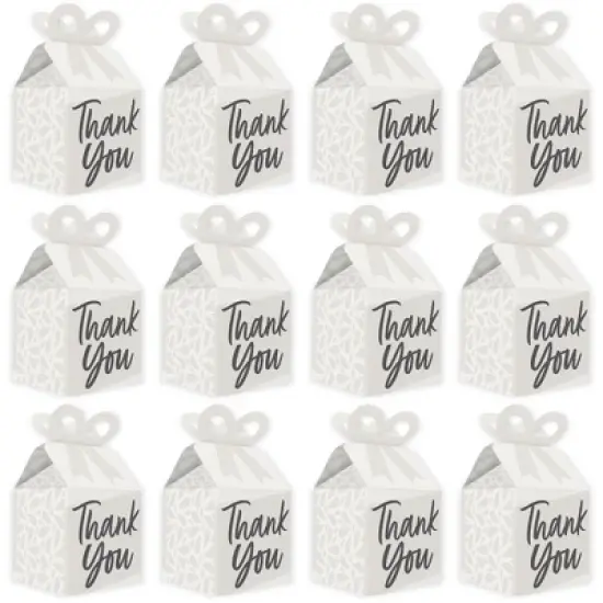 Big Dot of Happiness Champagne Elegantly Simple - Square Favor Gift Boxes - Guest Party Favors Bow Boxes - Set of 12 image {3}