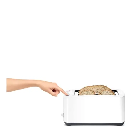 Breville Lift & Look Long Slot 4 Slice Toaster White BTA630XL: 1600W, Plastic, 1-Year Warranty, Spot Clean, 8.2" Height image {2}