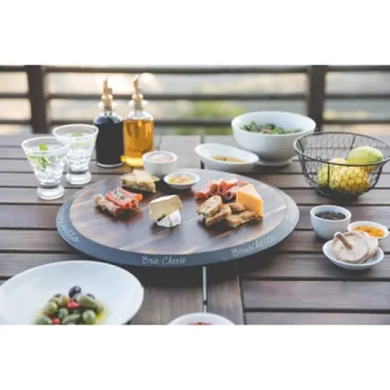 Picnic Time Lazy Susan Fire Acacia Wood Serving Tray: Round Brown Easy-To-Spin Design, 18" Diameter image {10}