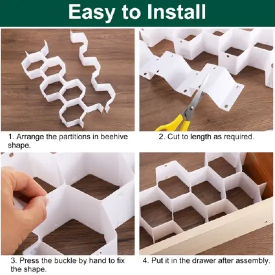 Unique Bargains PP Adjustable Space Saving Drawer Desk Organizers 8 Pcs image {4}