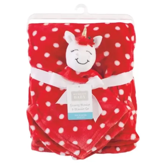 Hudson Baby Infant Plush Blanket with Security Blanket, Christmas Unicorn, One Size image {1}