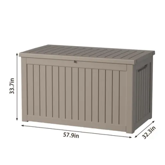 MAYEERTY 230 Gallon Large Capacity Outdoor Deck Box for Patio Furniture Cushions, Pillow with Wheels, Light Brown image {2}