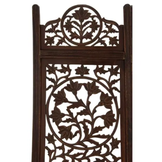 Traditional Wood Irregular Room Divider Screen Brown - Olivia & May image {2}