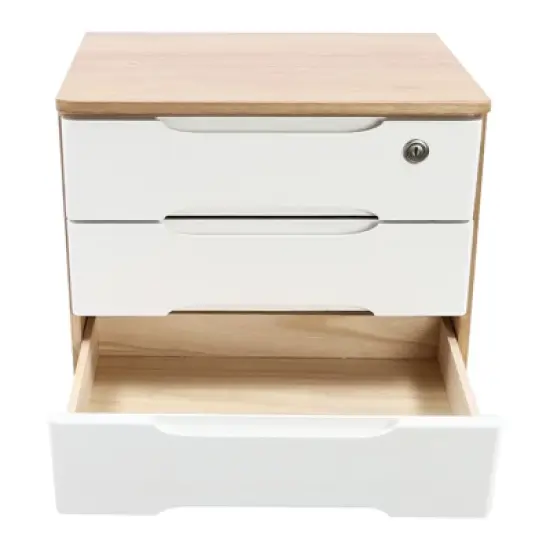 YIYIBYUS 3Tiers Wooden Desktop Storage Box, Desk Organizer with Lockable Drawers image {5}