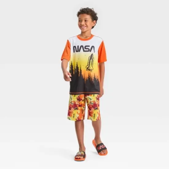Boys' NASA 2pc Pajama Set with Slide Sandals - Orange image {4}
