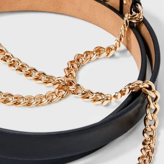 Women's Gold Chain Waist Belt - A New Day&trade; Black image {2}