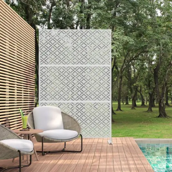 PexFix 72 in. x 47 in. Outdoor Privacy Screen Garden Fence in Palace Pattern in White image {5}