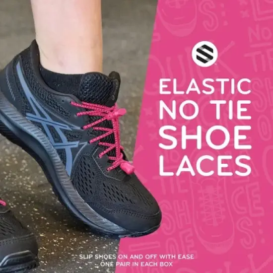 The Original Stretchlace Quick Lock No-Tie Elastic Shoelaces &ndash; Pink Adjustable Shoe Laces (1 Pair) image {2}