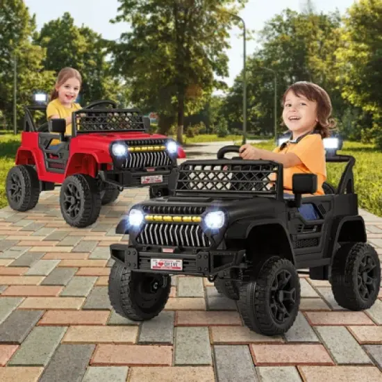 Costway 12V Kids Ride on Truck Car w/ Parental Remote 3 Speeds LED Lights & Music Player image {2}