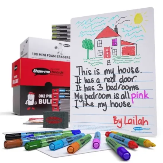 Show-me&reg; Bulk Box of 100 x A4 Picture Story Lapboards, with Pens, Erasers, Cleaner image {9}