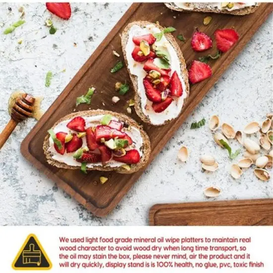 Attop 3 Tier Serving Tray Three Tiered Serving Stand, Rectangle Serving Platter Wooden Farmhouse Tiered Tray image {1}