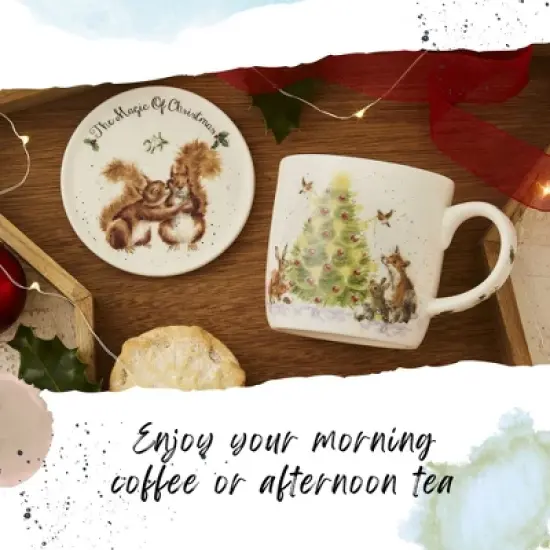 Royal Worcester Wrendale Designs Mug & Coaster Set, 11 Ounce Fine Bone China Holiday Mug Set with Beautiful Animals Motifs image {4}