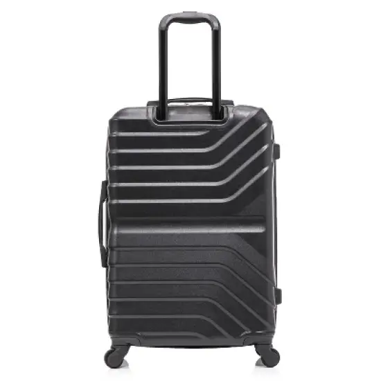 InUSA Aurum Lightweight Hardside Medium Checked Spinner Suitcase - Black image {5}