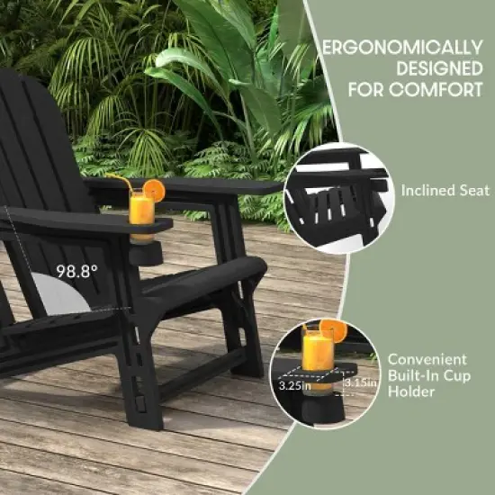 WestinTrends Azura 3-Piece HDPE Plastic Adirondack Patio Chairs With 18" Square Side Table Set image {2}