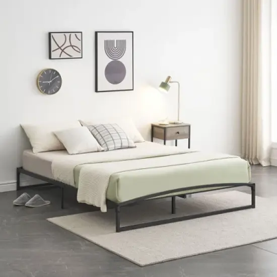 6/10 Inch Twin/Full/Queen/King Size Platform Metal Bed Frame Low Profile with Storage_Black/White image {5}