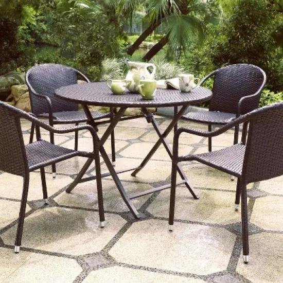 Palm Harbor 5pc Outdoor Wicker Dining Set - Brown - Crosley image {3}