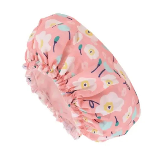 Unique Bargains Women's Flower Pattern Bath Cap 1 Pc image {4}