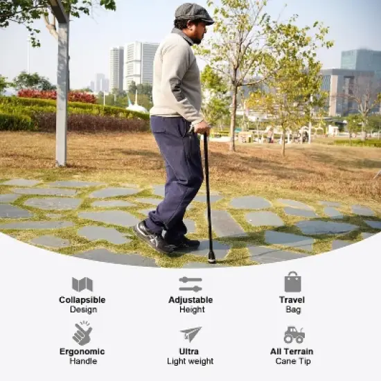 Attop Walking Cane, Folding, Adjustable, Lightweight, Walking Canes for Men & Women, Soft Ergonomic Handle, Walking Sticks for Seniors & Adults image {1}