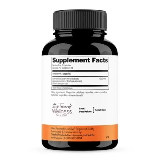 Sandhu's Quercetin 1000mg Per Serving Vegetarian Capsules for Men and Women, Supports Immune Health image {1}