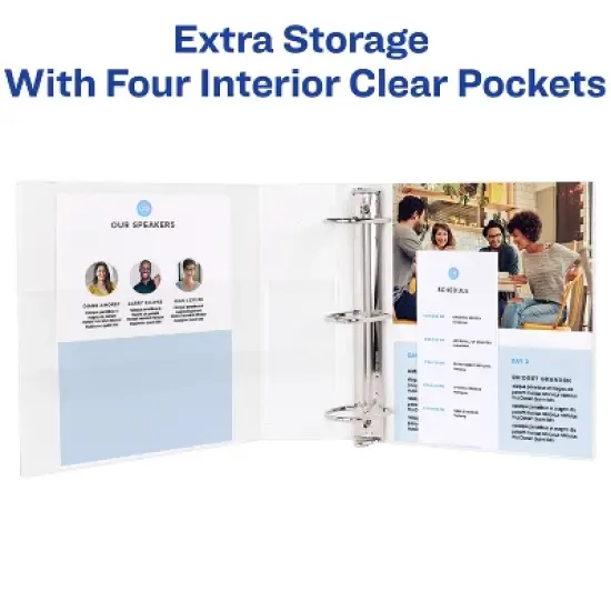 Avery Durable Clear View 3 Ring Binders, 3 Inch Binder Rings, 4 White Binders (09203) image {4}