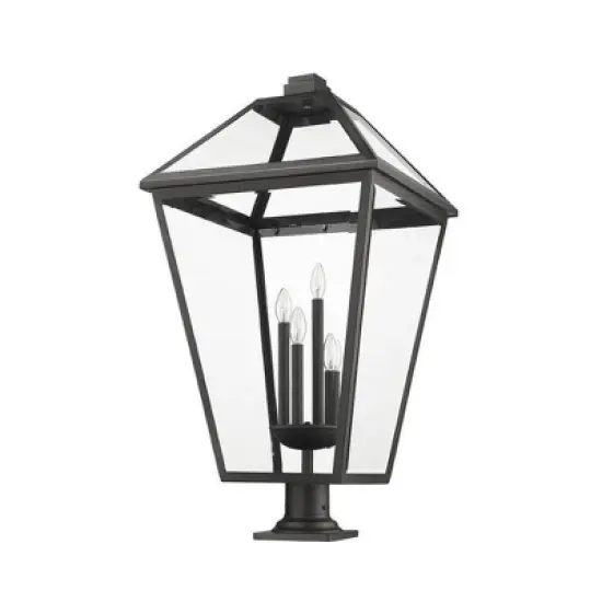 Talbot Outdoor Pendant Light - Black Steel, 4 Bulbs, Dimmable, Wet Rated, 19.5" x 36.75" image {2}