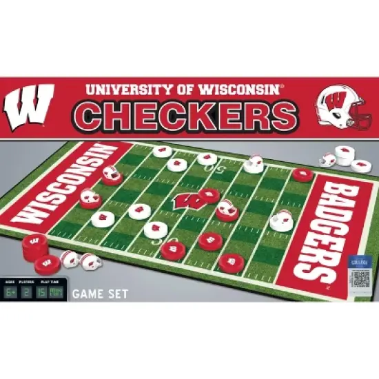MasterPieces Officially licensed NCAA Wisconsin Badgers Checkers Board Game for Families and Kids ages 6 and Up image {1}