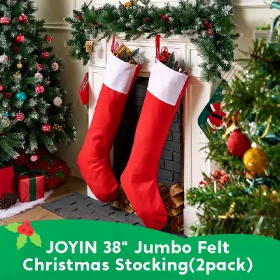 Joyfy 2 Packs 38" Christmas Stockings, Extra-Large Stockings Party Decoration for Christmas Tree Decor Holiday Decoration Present Holders Treat Bags image {2}