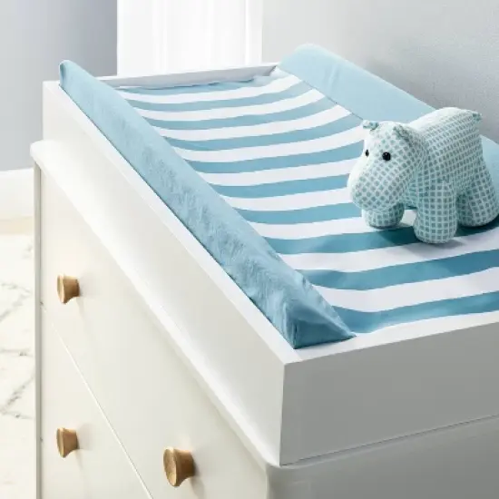 Wipeable Changing Pad Cover - Blue and White Stripes - Cloud Island&trade; image {1}