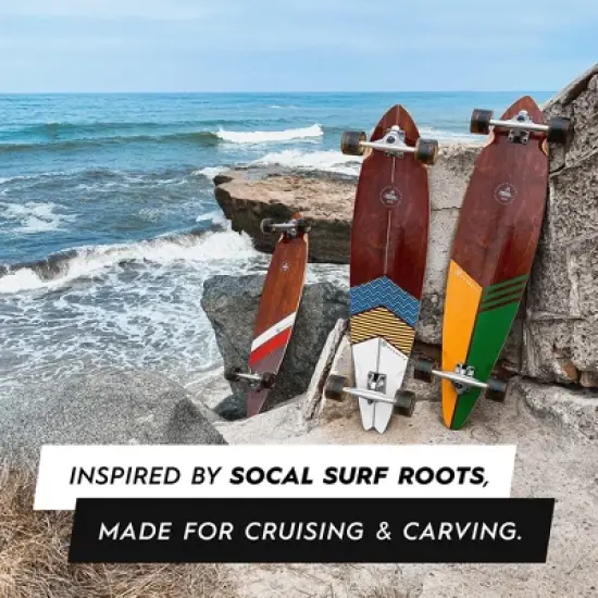 Magneto 40-inch Pintail Cruiser Longboard Skateboard - Hard Maple Core Long Board Deck - Commuting, Cruising, Carving (Classic) image {5}