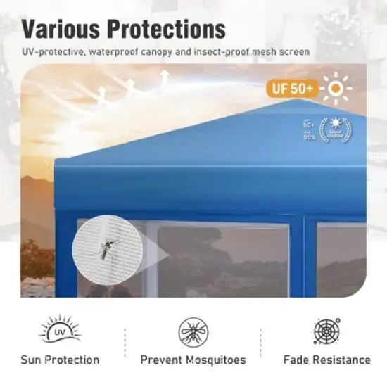 Captiva Designs 10x10 ft Pop-Up Canopy Tent with UV Protection, Mesh Sidewalls, and Easy Setup Roller Bag, Beige image {3}