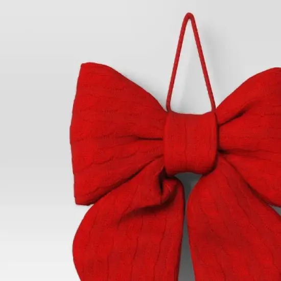 14"x19" Christmas Jumbo Cable Knit Bow Wall Decor Red - Wondershop&trade; image {2}
