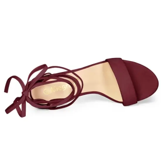 Allegra K Women's Tie Up Strappy Chunky High Heels Sandal image {4}