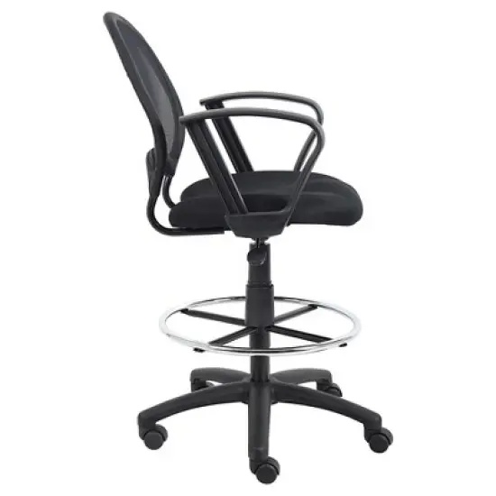 Mesh Drafting Stool with Loop Arms Black - Boss Office Products image {4}