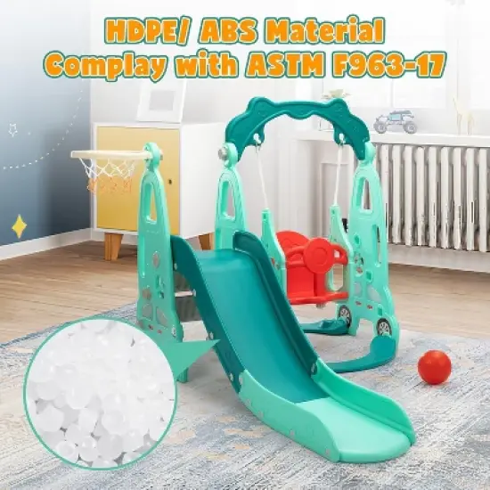 Sandinrayli Freestanding Toddler Slide Swing Set PINK 37 image {13}