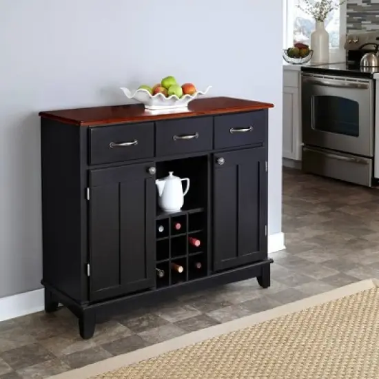 Hutch-Style Buffet Wood/Black/Cherry - Home Styles image {1}