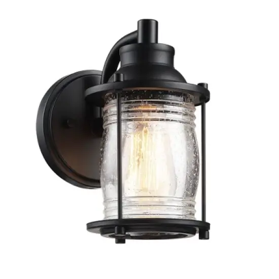 Outdoor Wall Light with Glass Shade Black - Wellfor image {1}